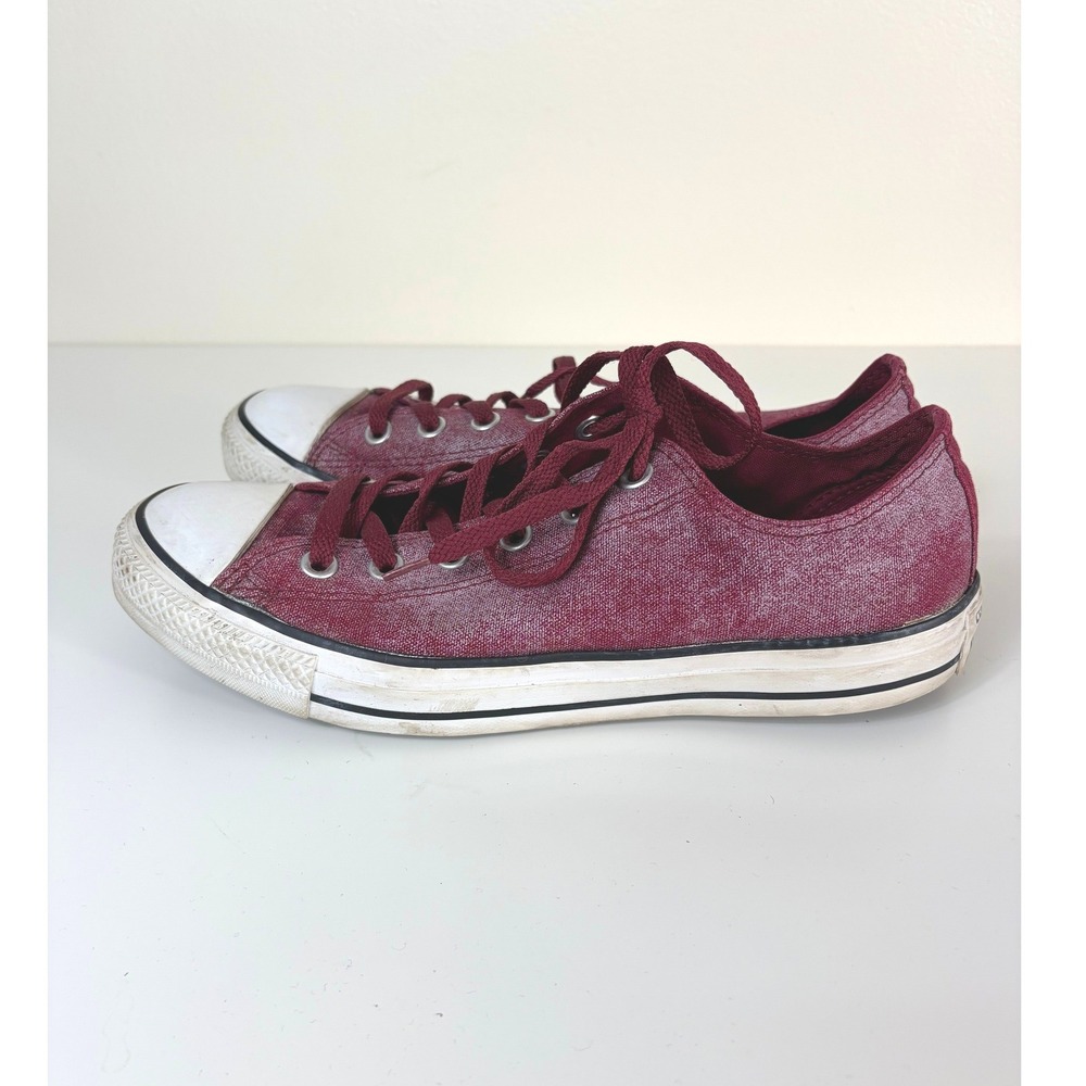 Converse All Star Lo Top Maroon Silver Spray Casual Retro Sneakers Women's 10